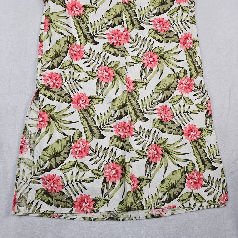 White Stag Tropical Maxi Dress M 8 10 Linen Cotton Floral Slits Resort Wear NWT - Picture 8 of 13